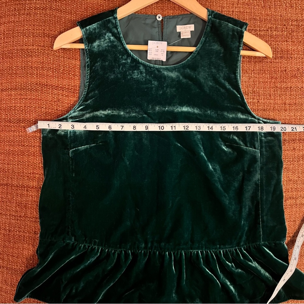 J.Crew Emerald Green Velvet Sleeveless Top Size 10 - Picture 5 of 7